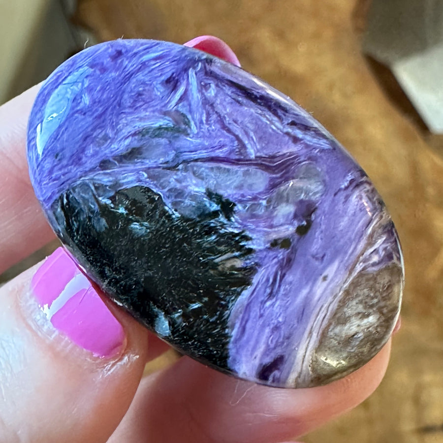 Charoite Crystal Palm Stone