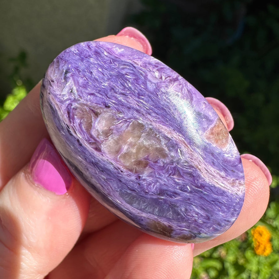 Charoite Crystal Palm Stone Grade A