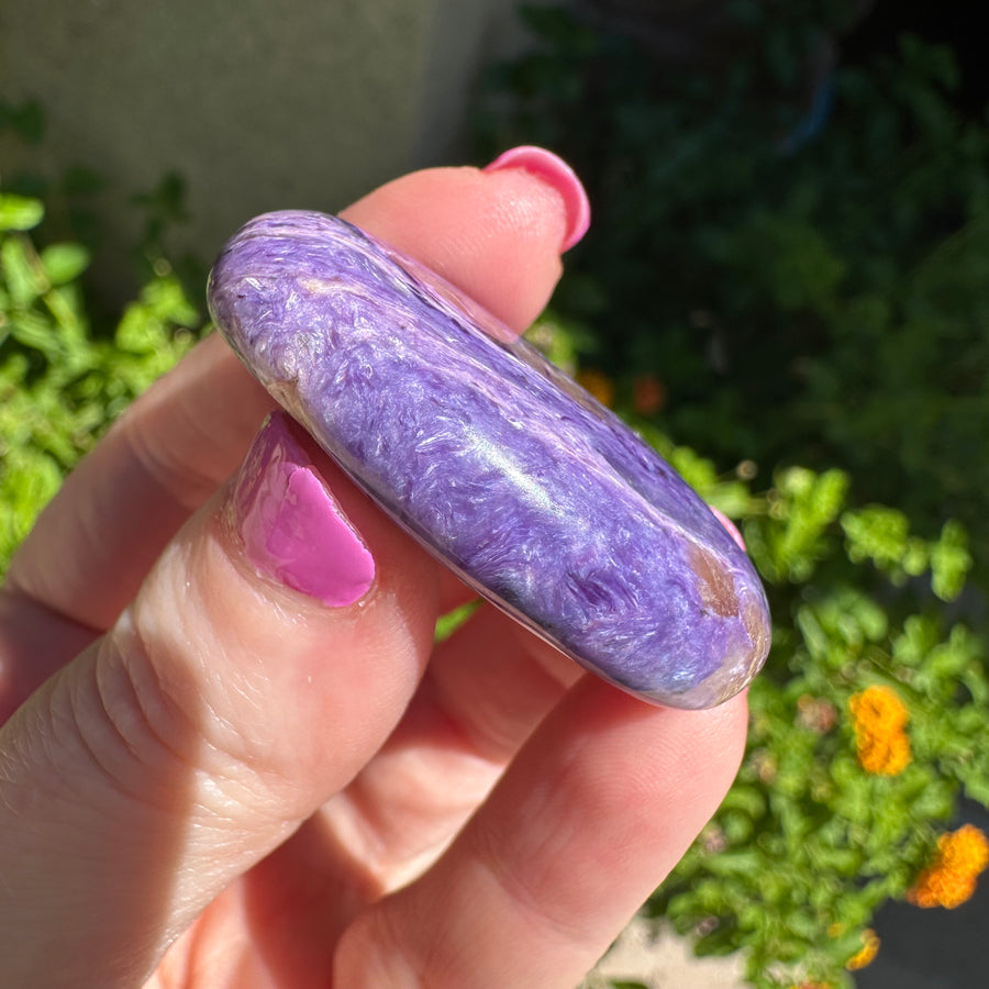 Charoite Crystal Palm Stone Grade A