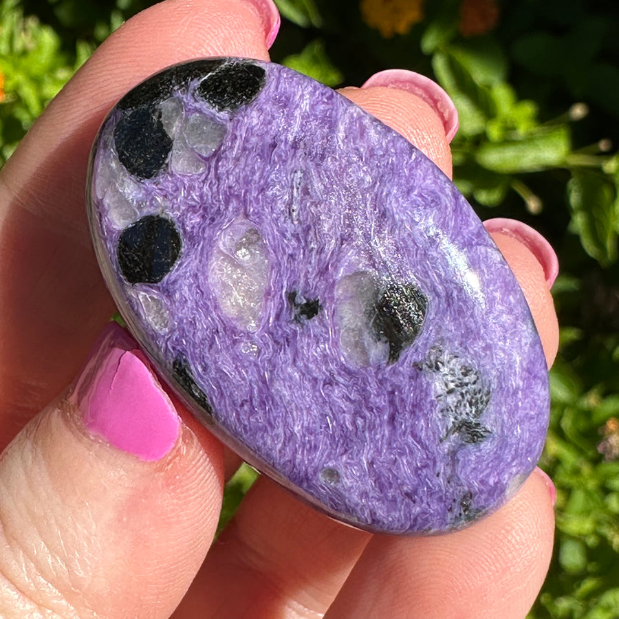 Charoite Crystal Palm Stone Grade A