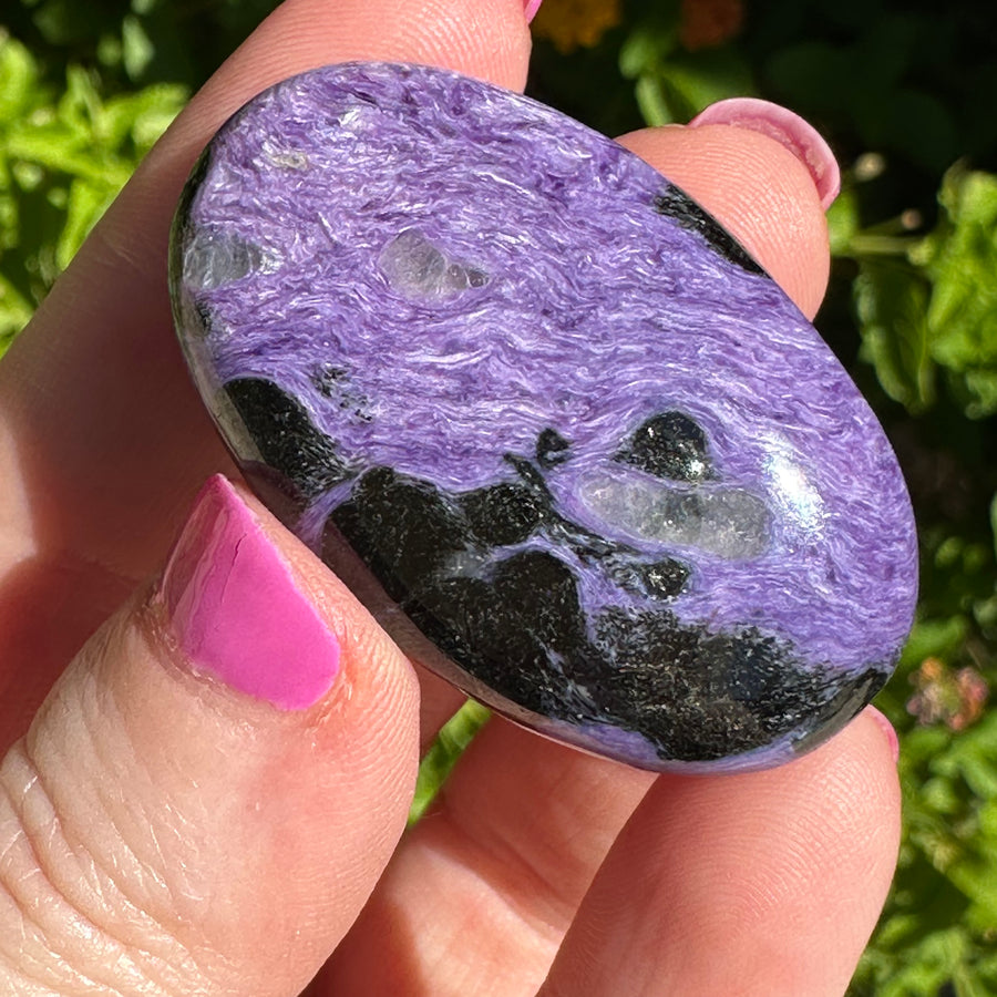 Charoite Crystal Palm Stone Grade A