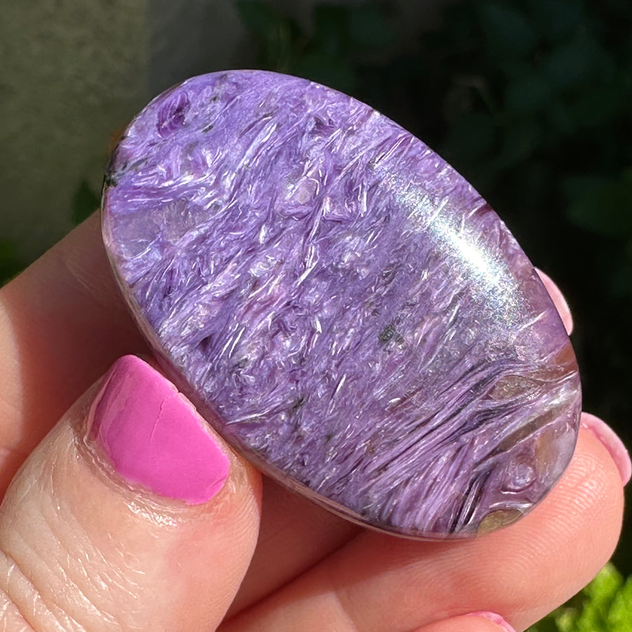 Charoite Crystal Palm Stone Grade A