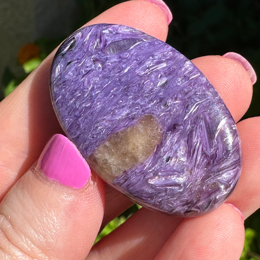 Charoite Crystal Palm Stone Grade A