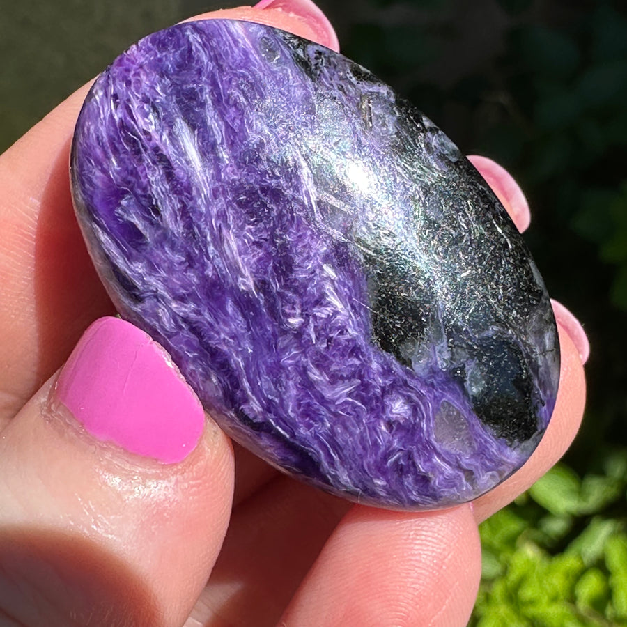 Charoite Crystal Palm Stone Grade A