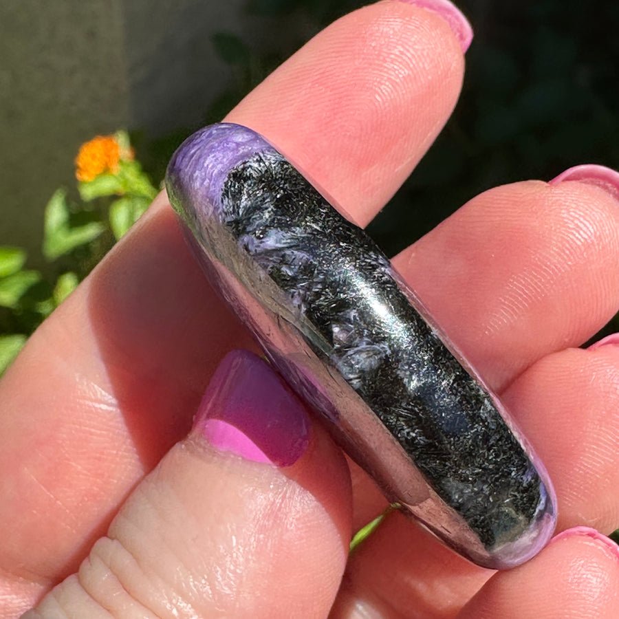 Charoite Crystal Palm Stone Grade A