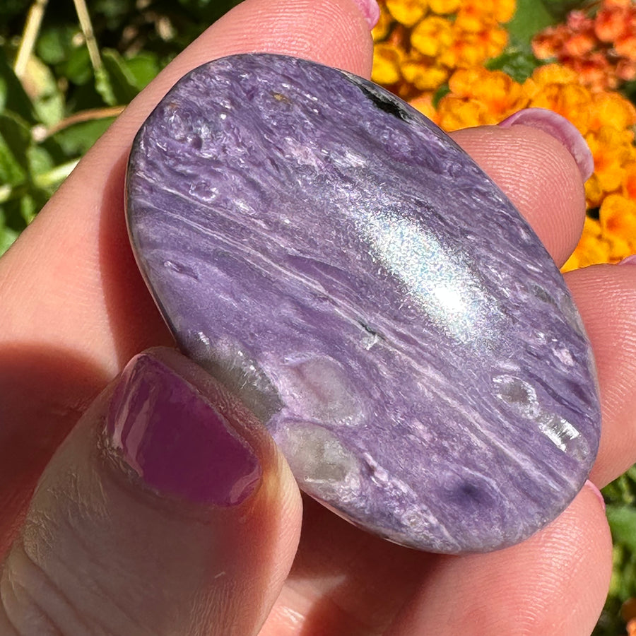 Charoite Crystal Palm Stone