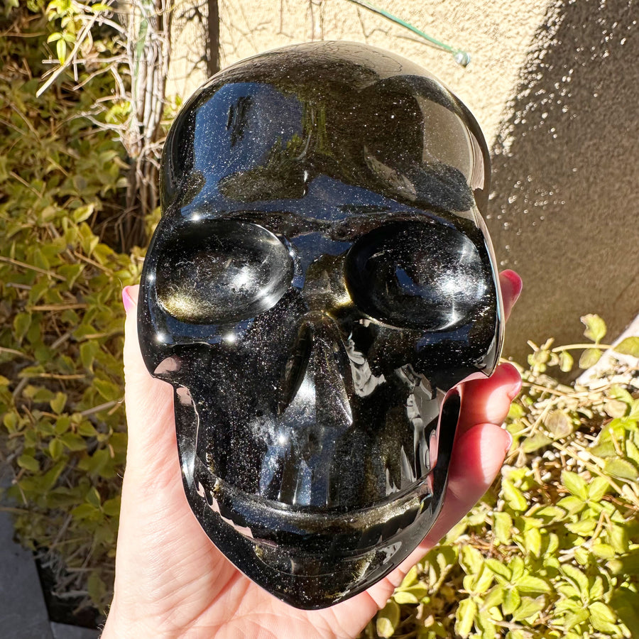 Gold Sheen Obsidian Crystal Skull