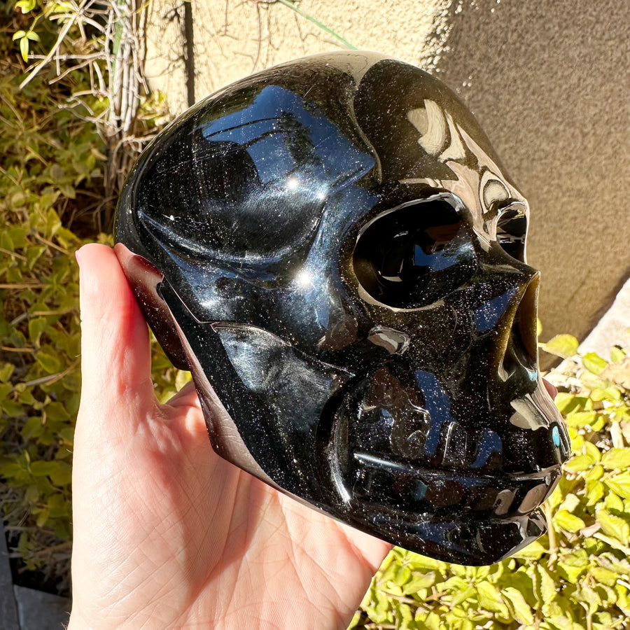 Gold Sheen Obsidian Crystal Skull