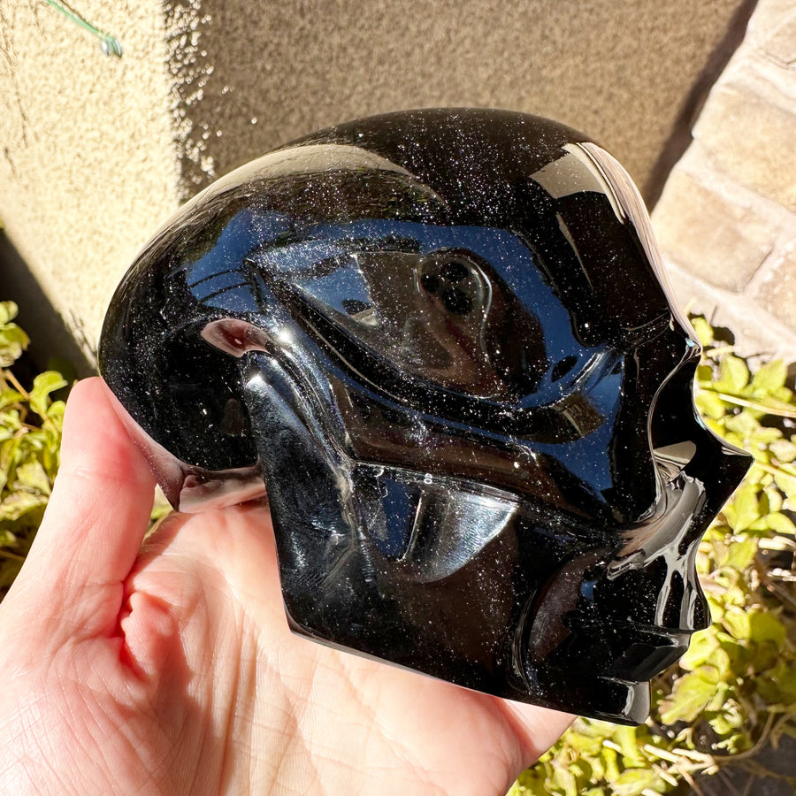 Gold Sheen Obsidian Crystal Skull