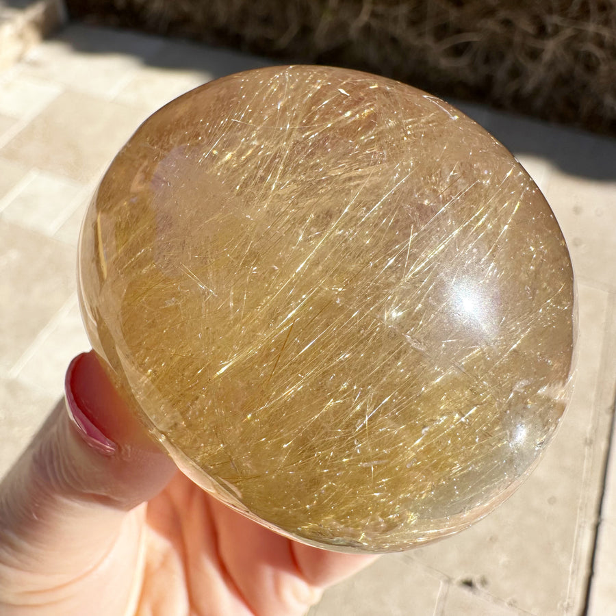 Golden Rutile Citrine Magical Child Crystal Skull Carved by Leandro de Souza