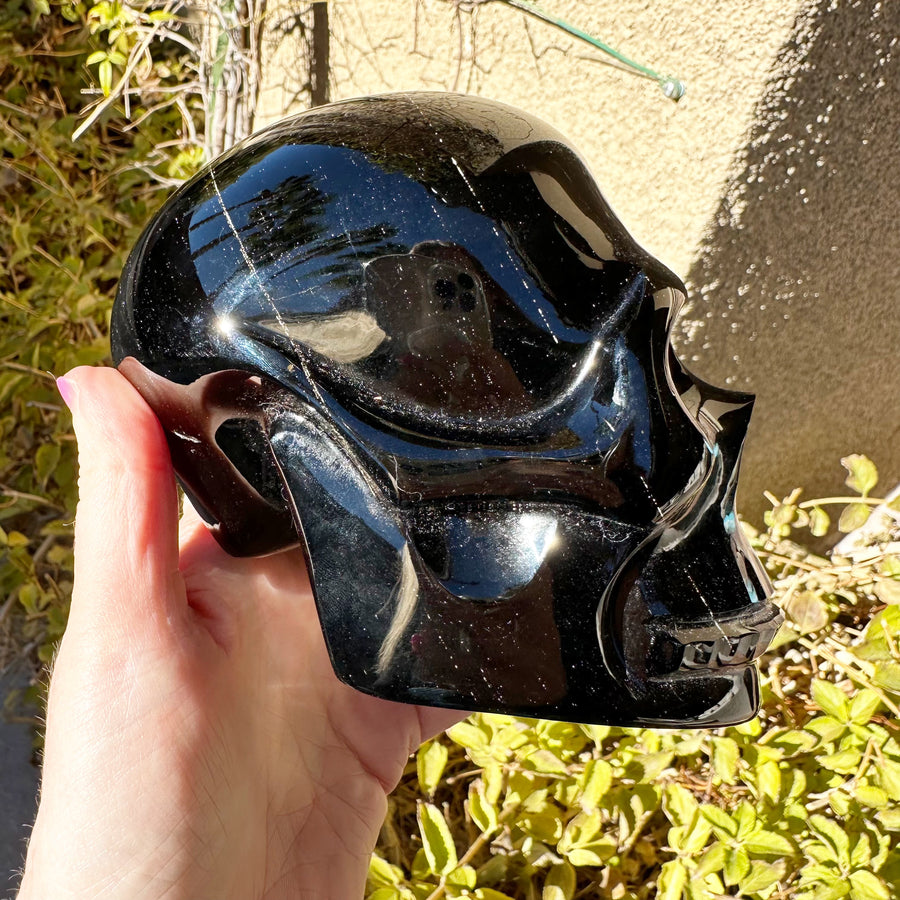 Gold Sheen Obsidian Crystal Skull