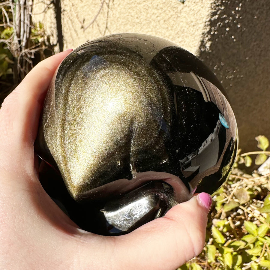 Gold Sheen Obsidian Crystal Skull