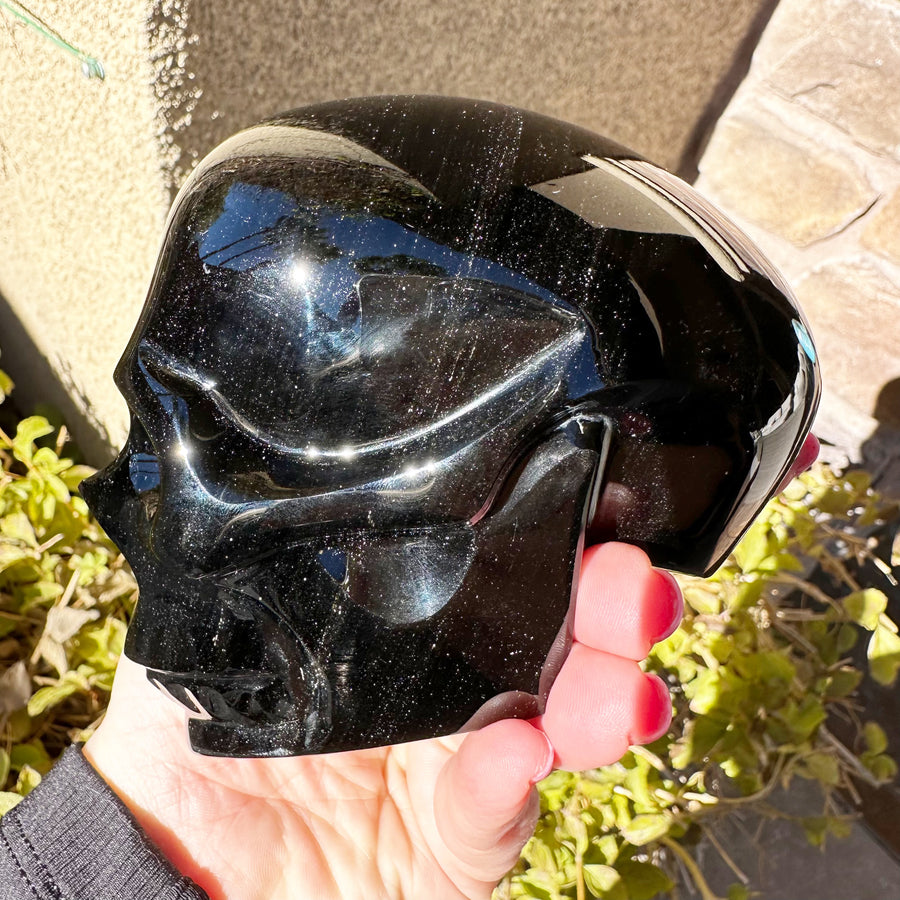 Gold Sheen Obsidian Crystal Skull