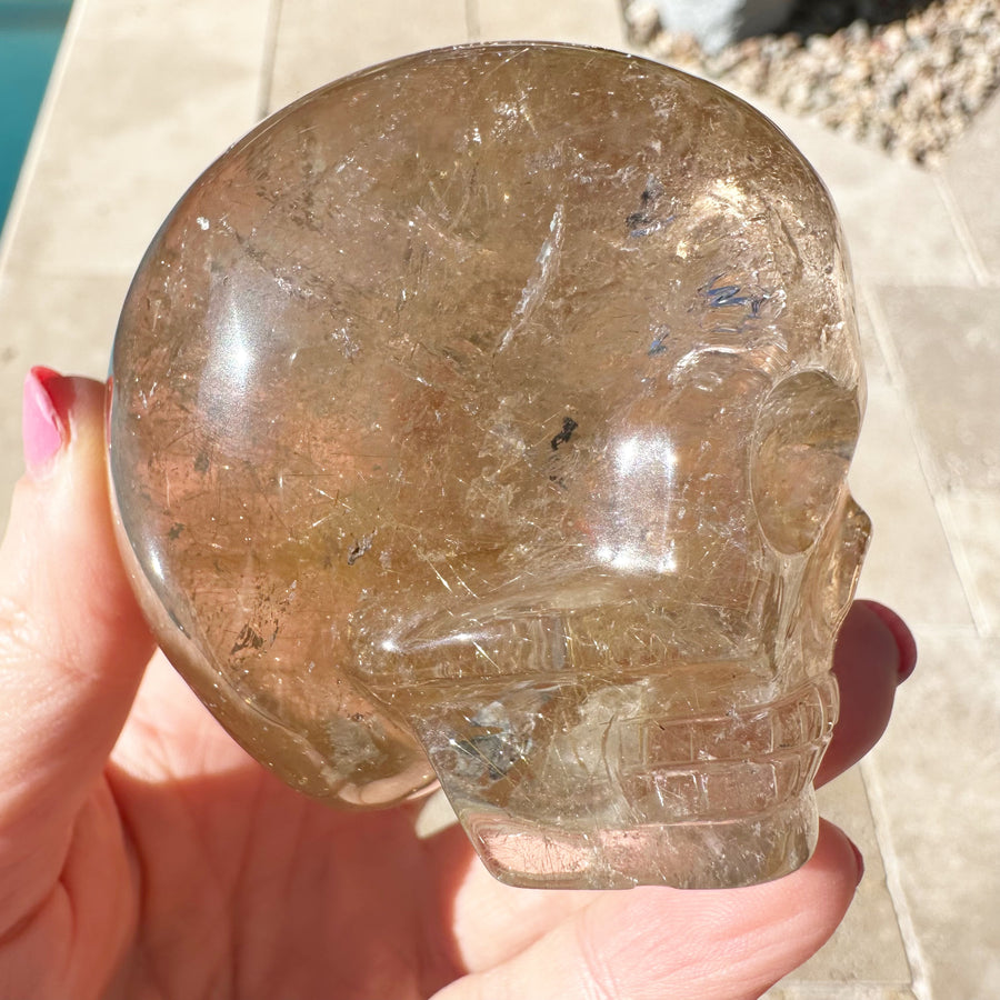 Golden Rutile Citrine Magical Child Crystal Skull Carved by Leandro de Souza