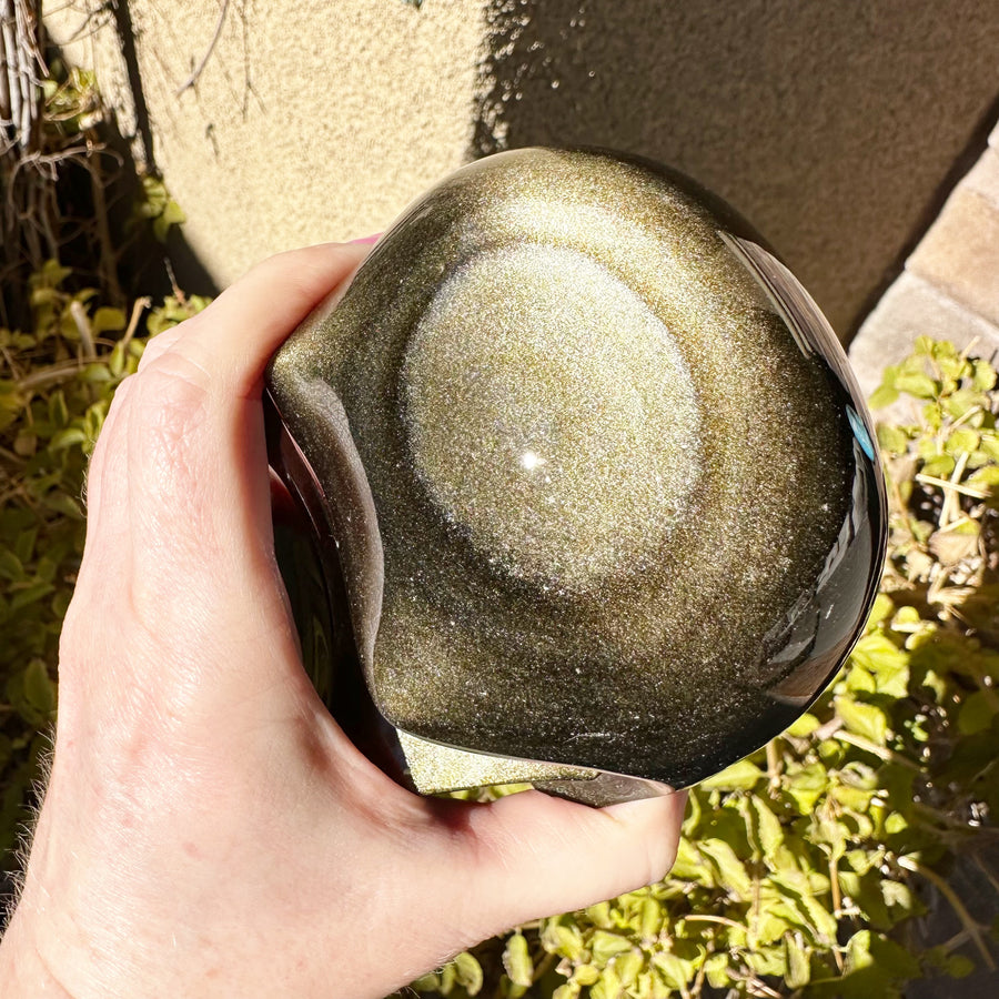 Gold Sheen Obsidian Crystal Skull