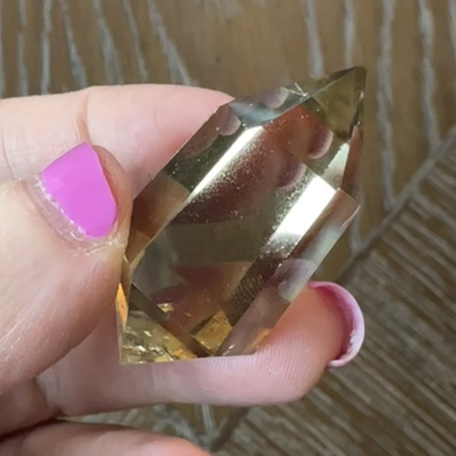 Clear Citrine Quartz Crystal Polished Double Terminated