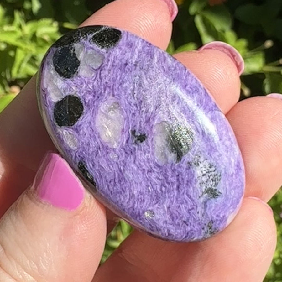 Charoite Crystal Palm Stone Grade A