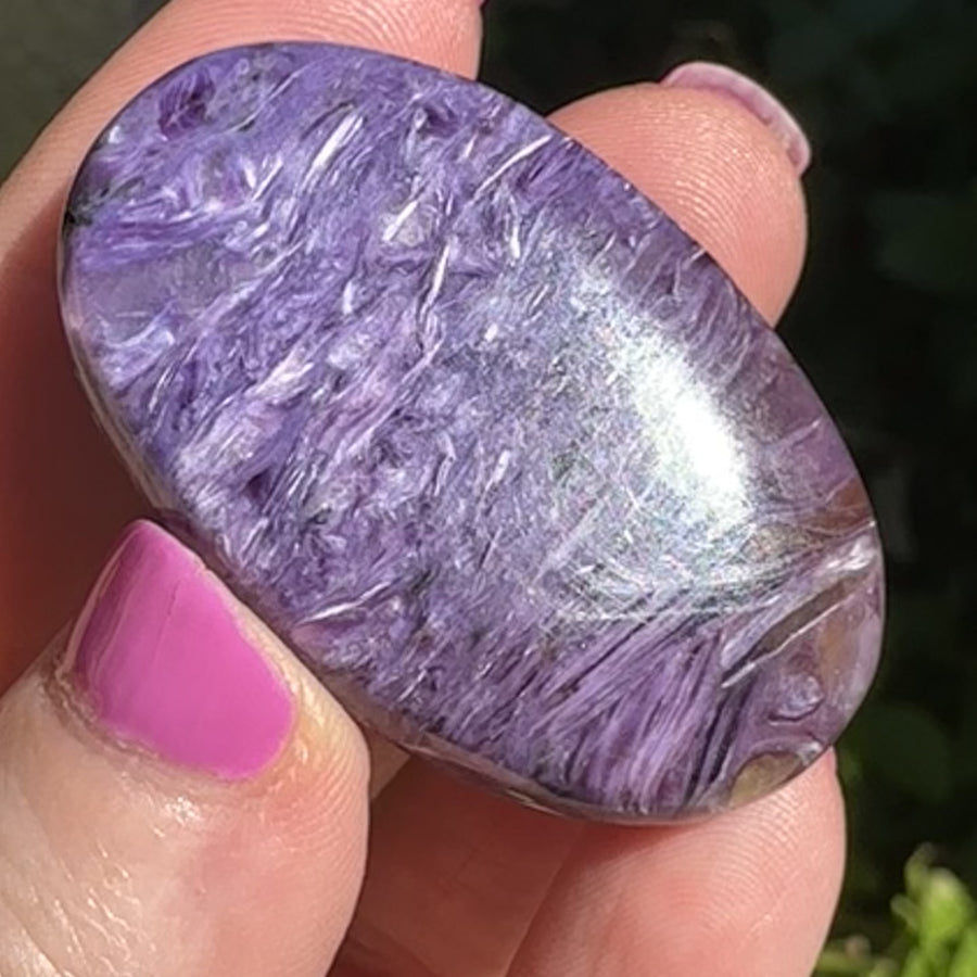 Charoite Crystal Palm Stone Grade A