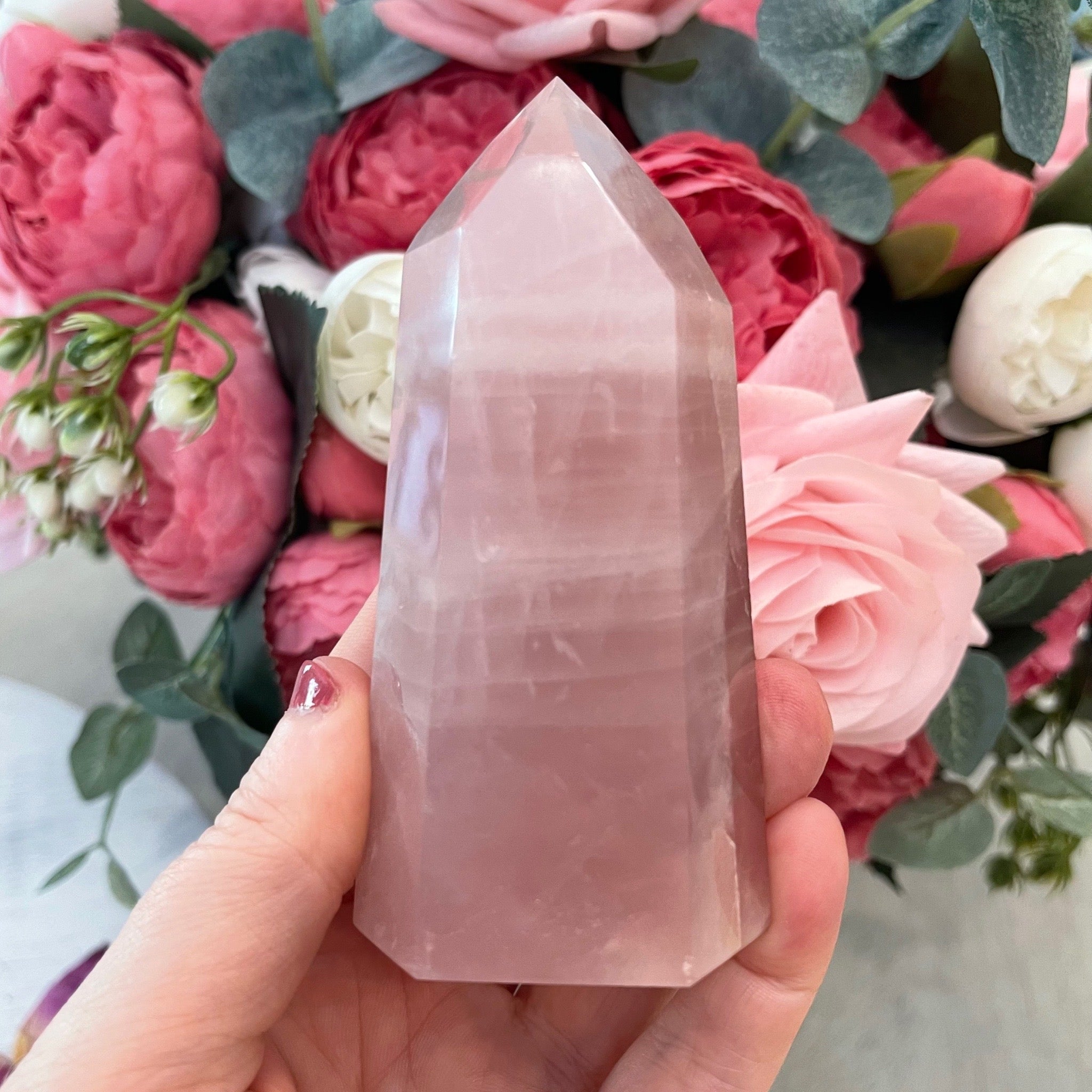 Rose Quartz Crystal Tower – Luscious Earth Creation